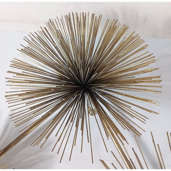 Curtis C Jere MCM Brass Wall Art Sculpture Atomic Pom Pom Urchin Gold Starburst - Picture 9 of 13